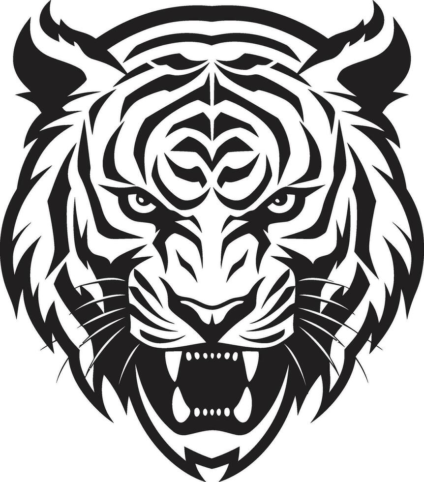 féroce onyx majesté majestueux tigre visage logo vecteur