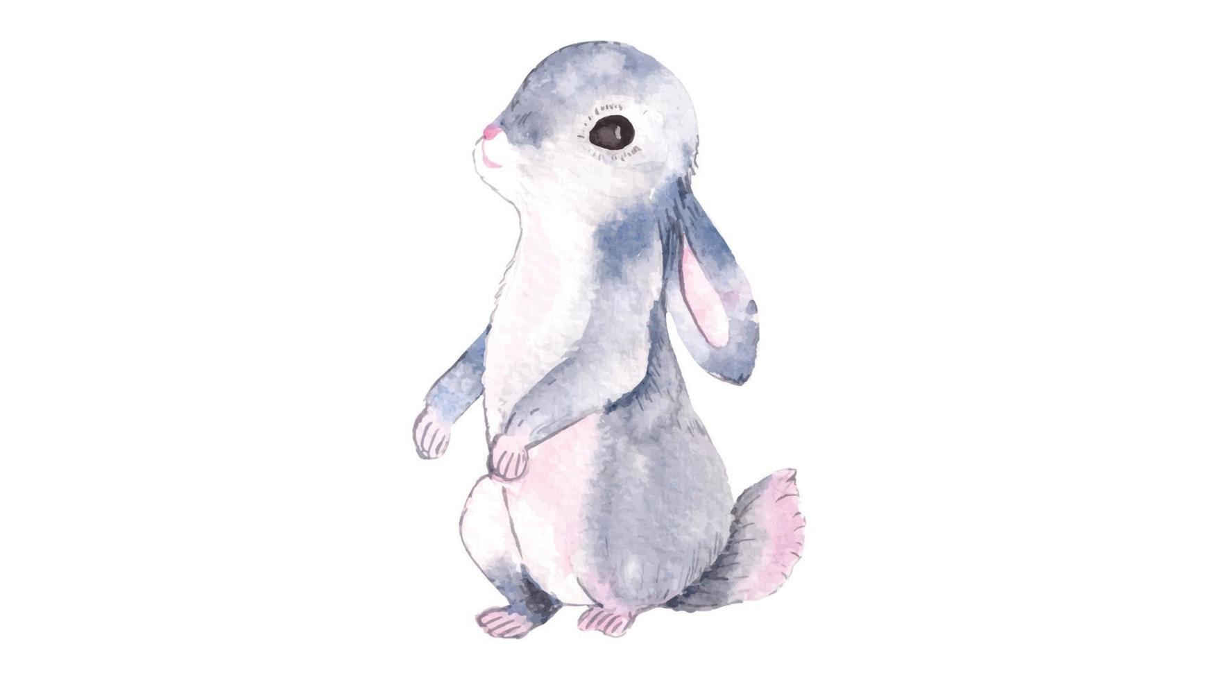 illustration aquarelle de petit lapin vecteur