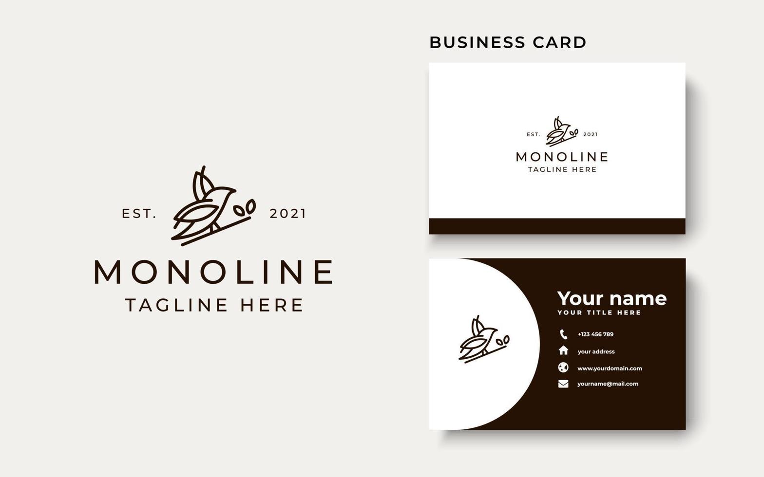 Modèle de logo concept oiseau monoline isolé sur fond blanc vecteur