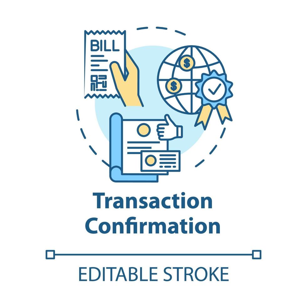 icône de concept de confirmation de transaction vecteur