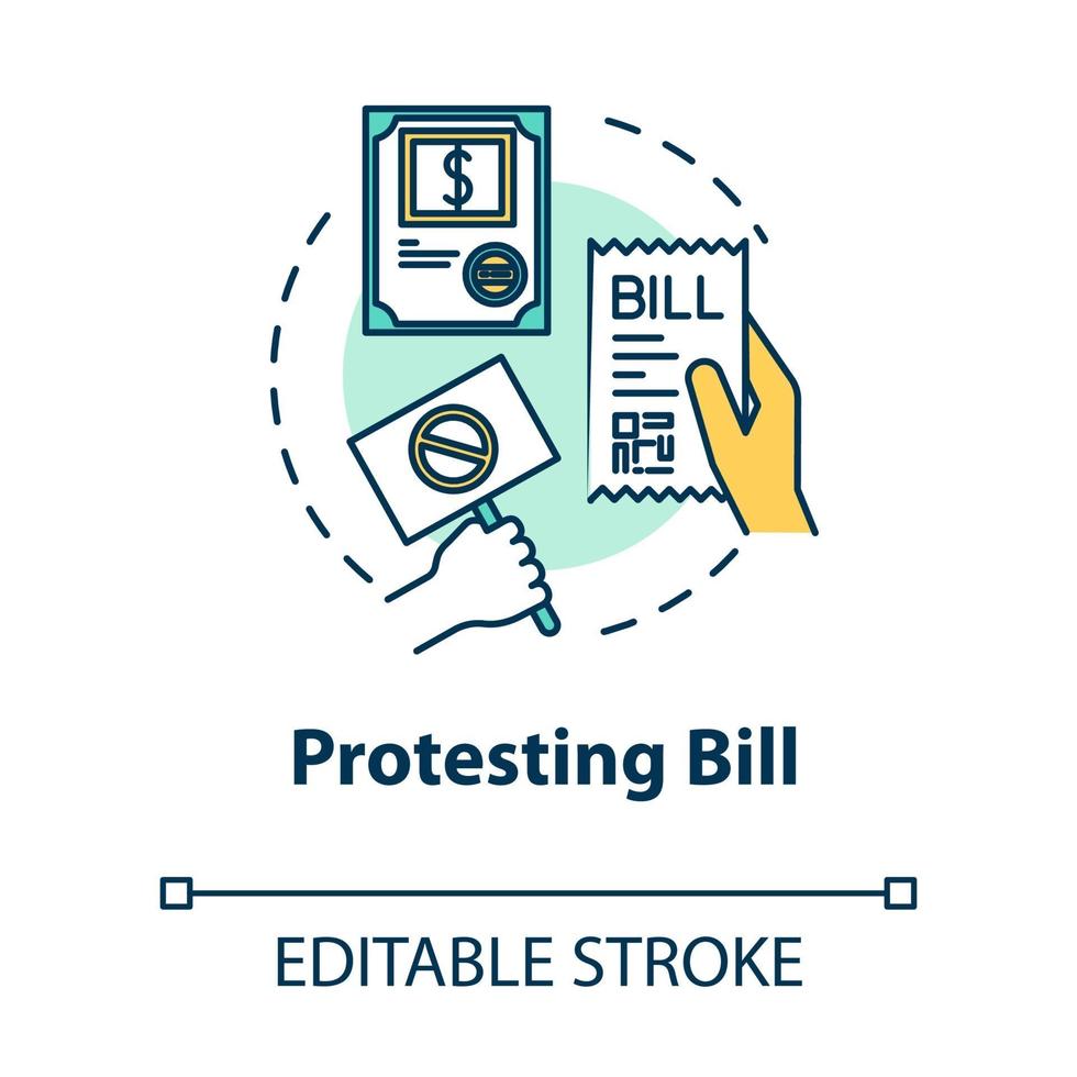 icône de concept de projet de loi de protestation vecteur