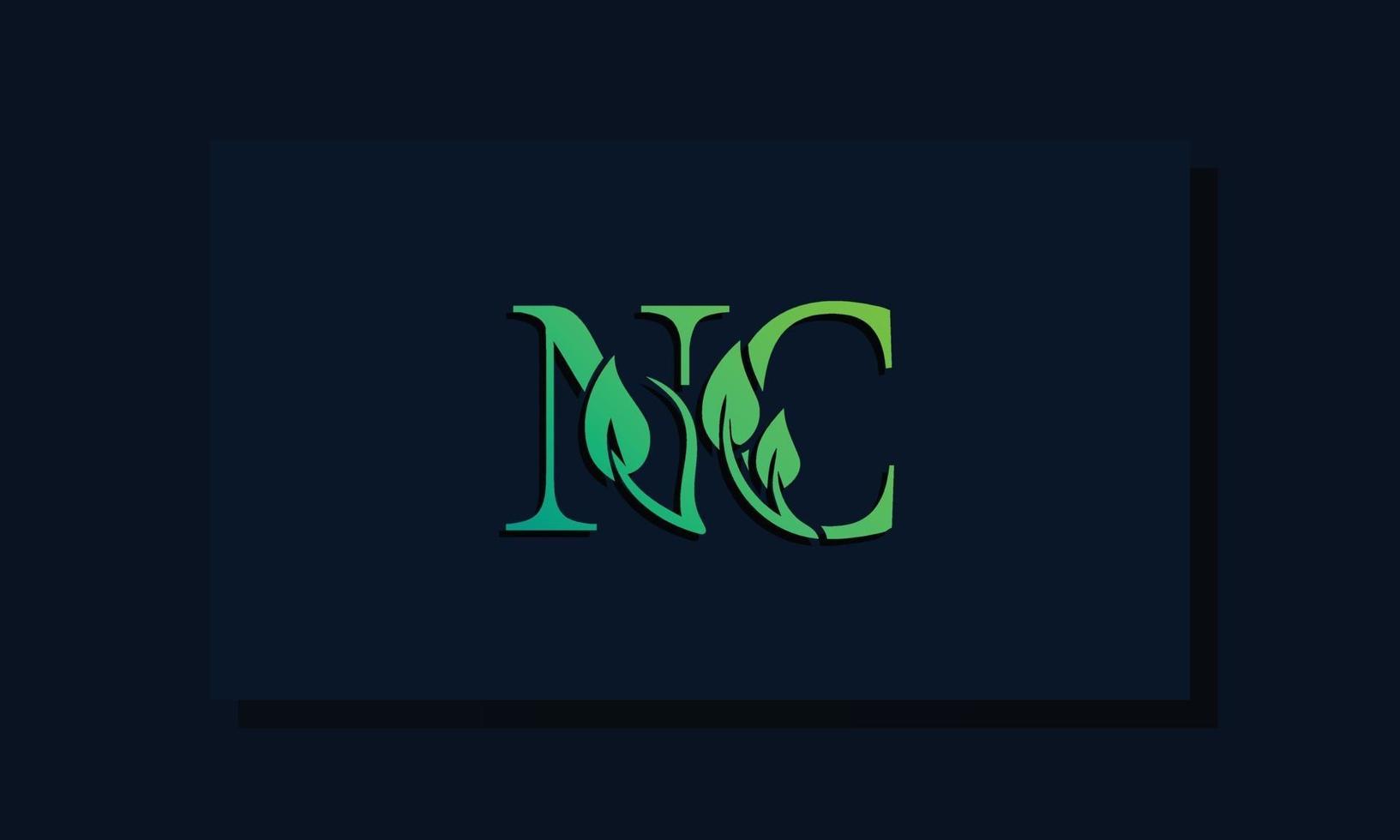 logo nc initial de style feuille minimal vecteur