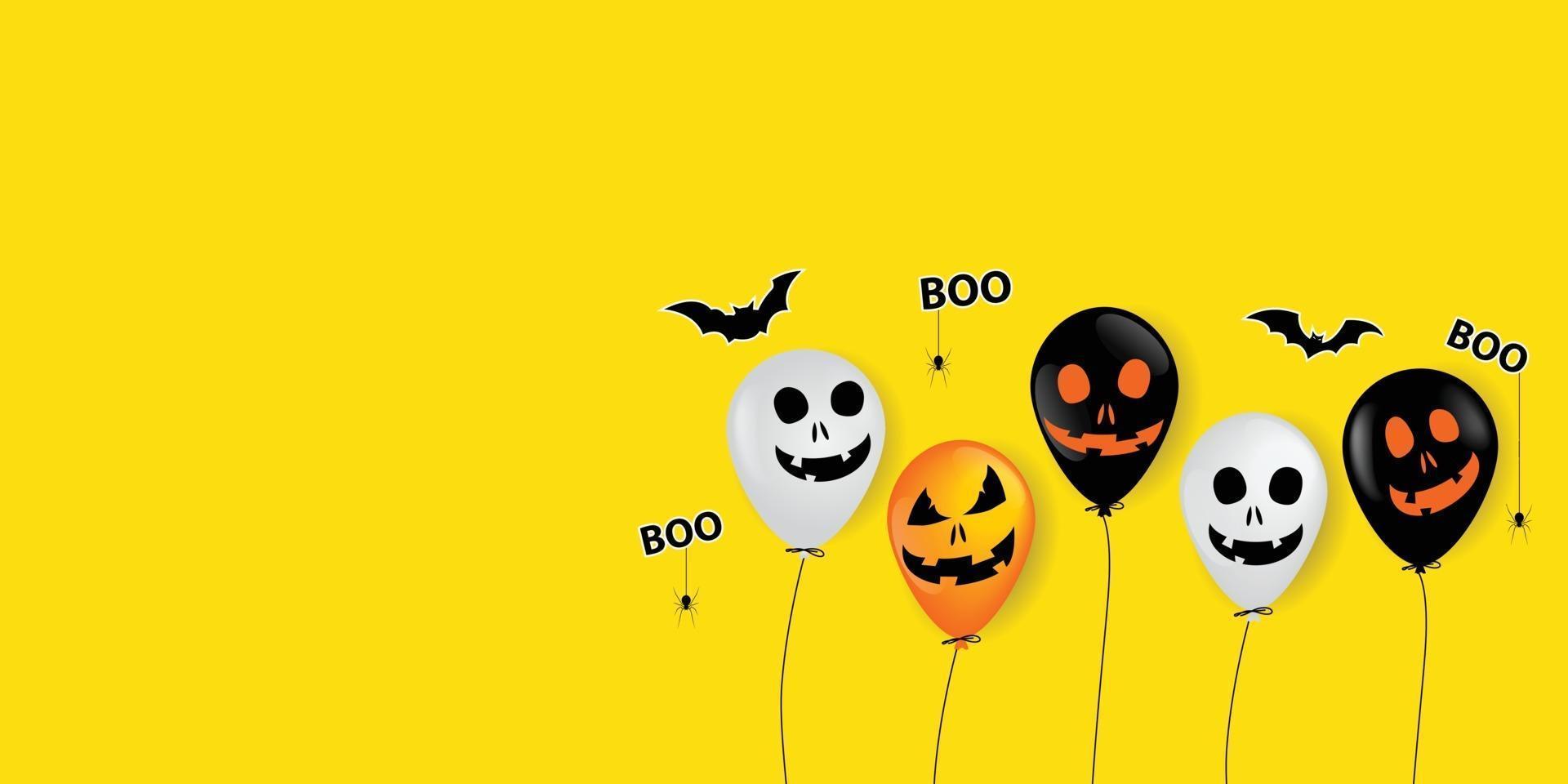 ballons fantômes d'halloween ballons à air effrayants et chauve-souris. vecteur
