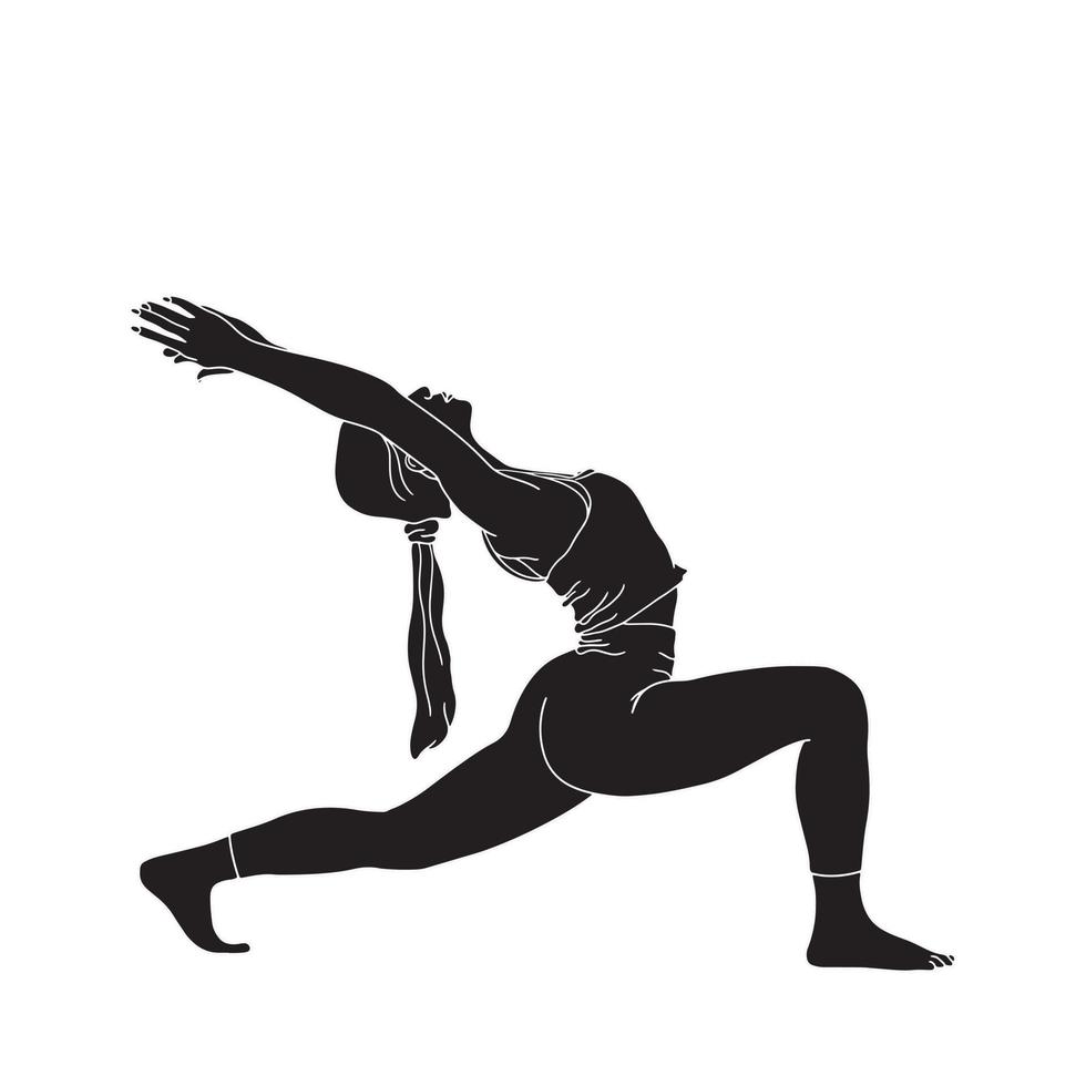 Silhouette - femmes faisant du yoga pose, illustration sur fond blanc vecteur