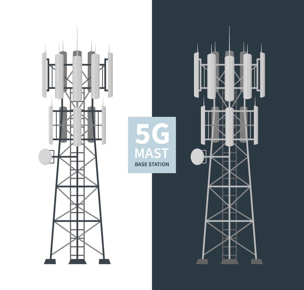 Ensemble isolé de stations de base de mât de réseau 5g vecteur