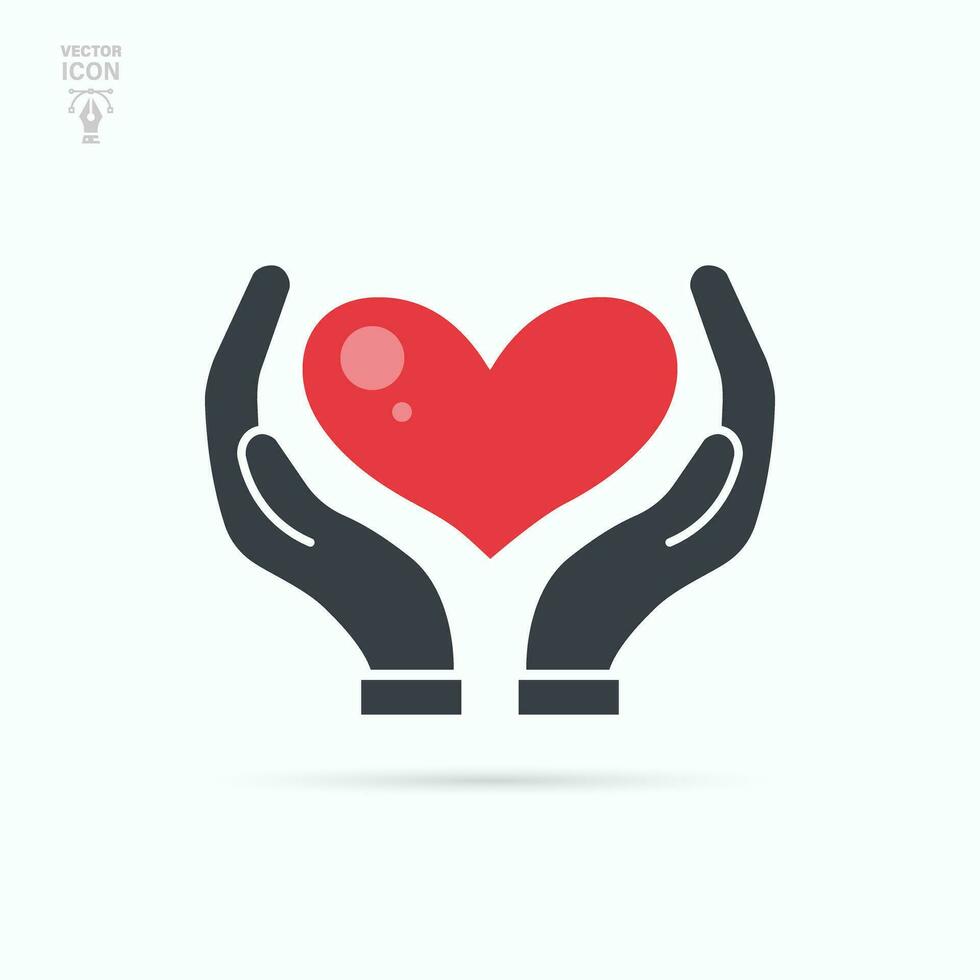 mains en portant cœur symbole. humanitaire aide, philanthropie et don concept. vecteur illustration