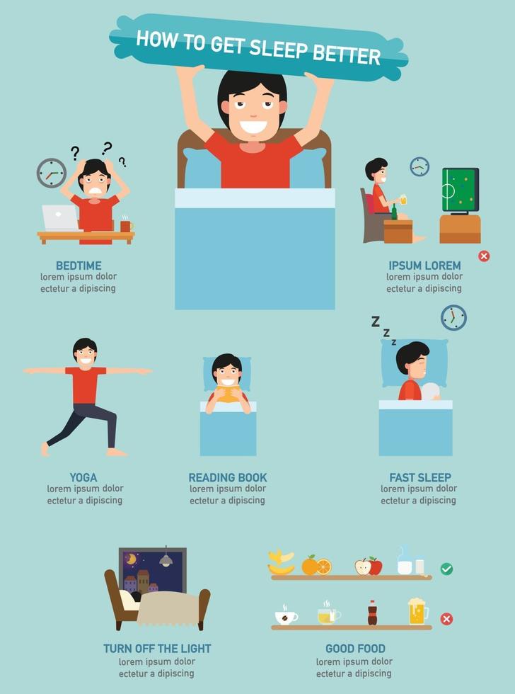 comment mieux dormir infographie, illustration vecteur