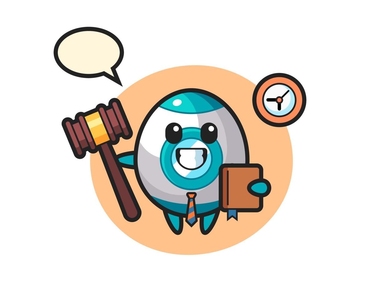 caricature de mascotte de fusée en tant que juge vecteur