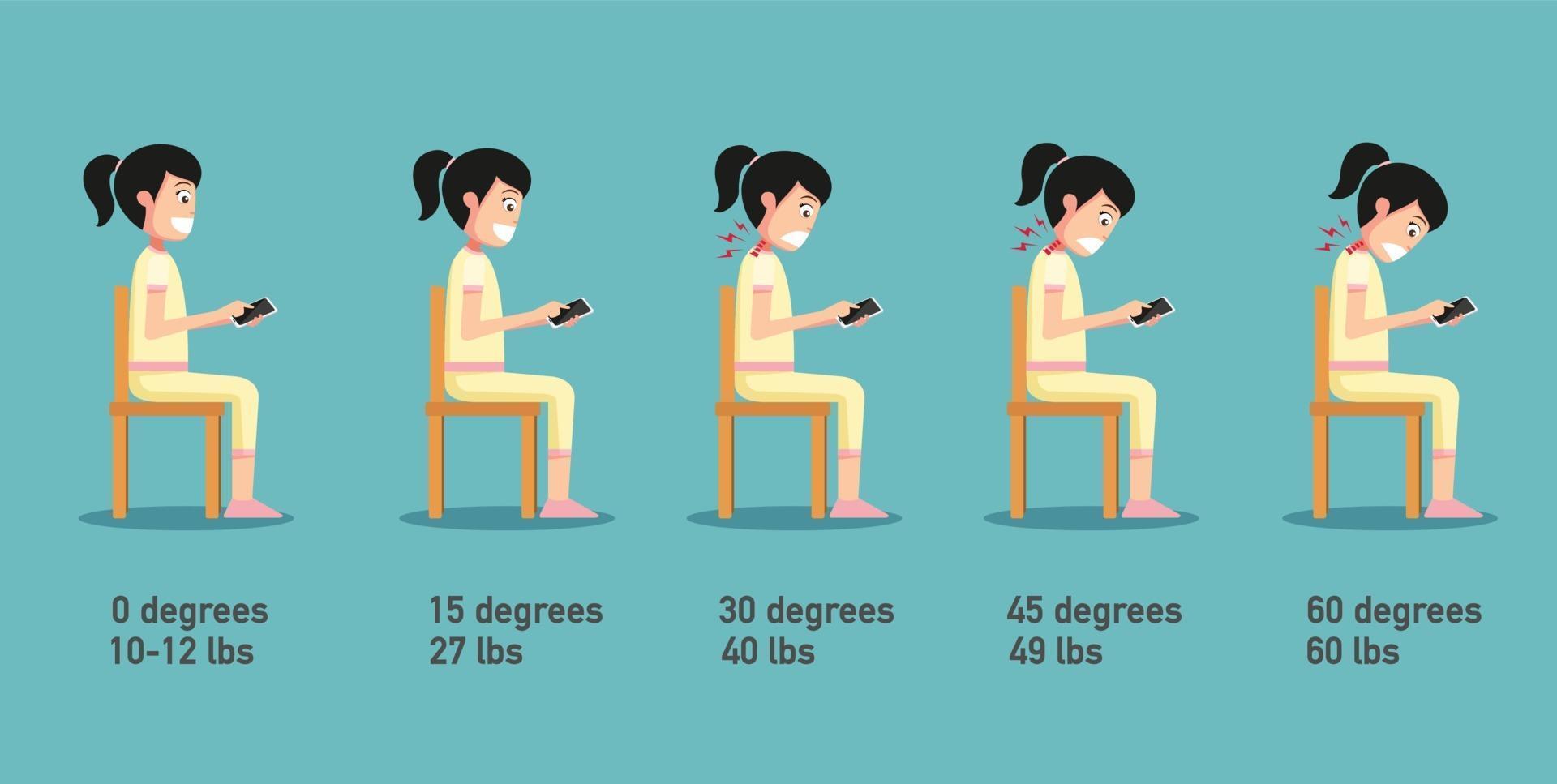 les mauvaises postures du téléphone intelligent vecteur