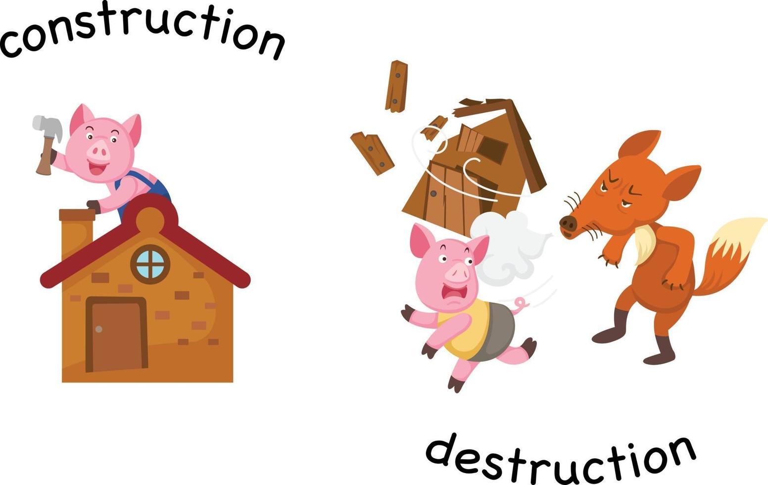 illustration vectorielle de construction et de destruction opposée vecteur