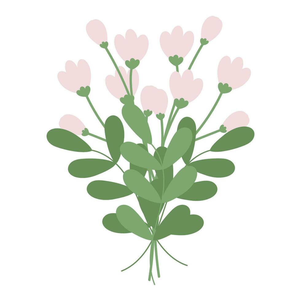 abstrait printemps bouquet de brindilles et fleurs dans branché doux nuances vert et rose. Bonjour printemps vecteur