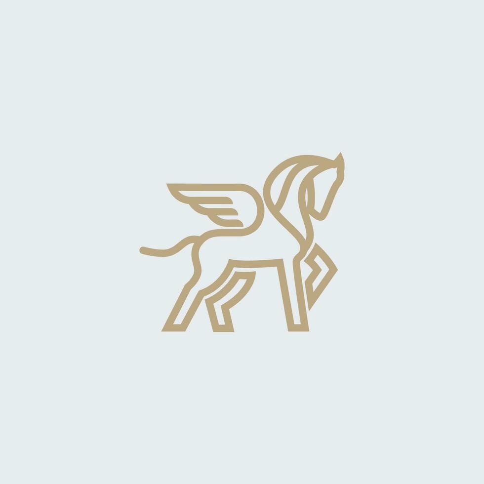 Pégase cheval logo, vecteur linéaire icône et cheval logo conception éléments - vecteur