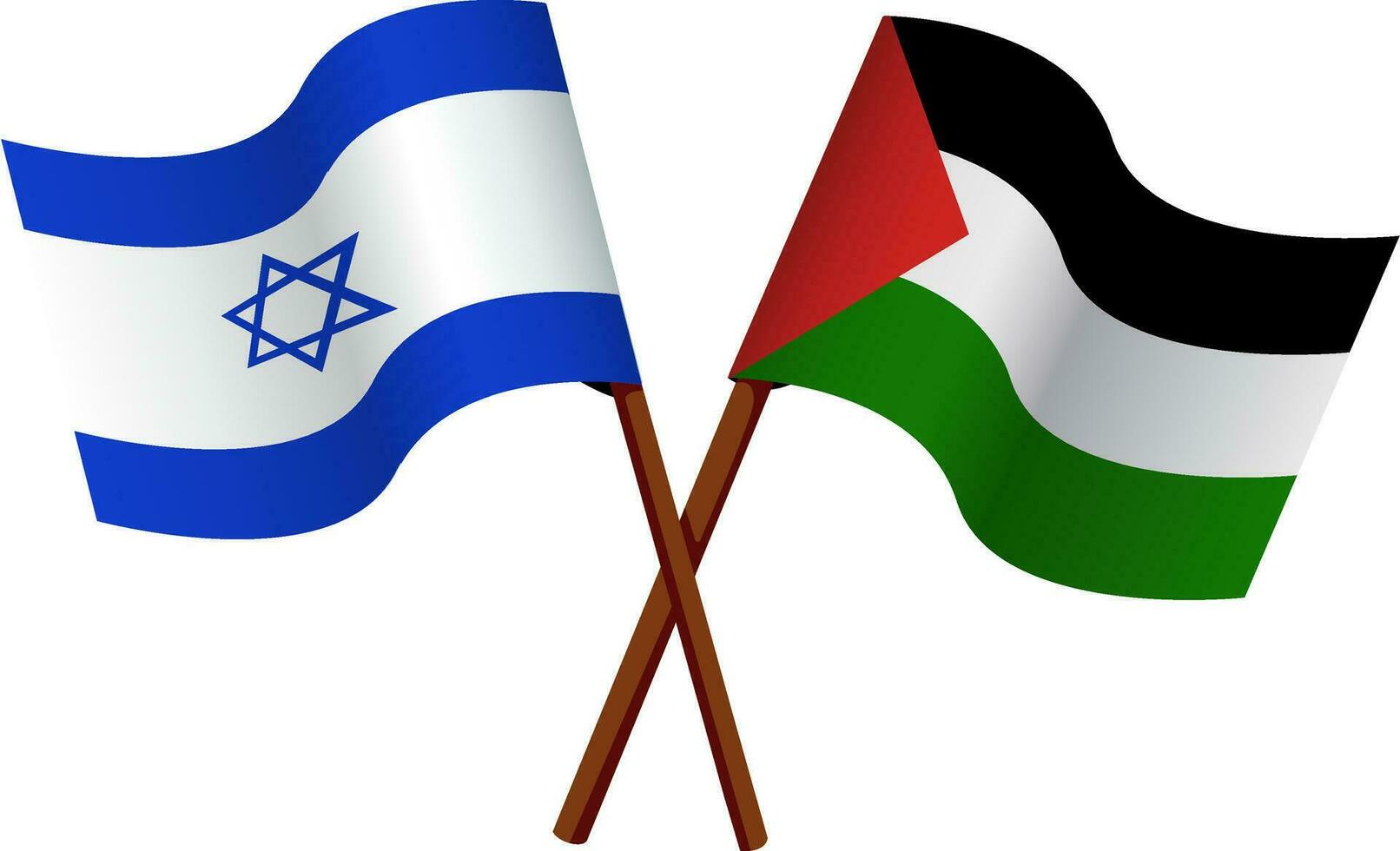 Palestine et Israël franchi drapeaux. . unité concept. guerre entre Palestine et Israël. vecteur illustration isolé sur blanc Contexte