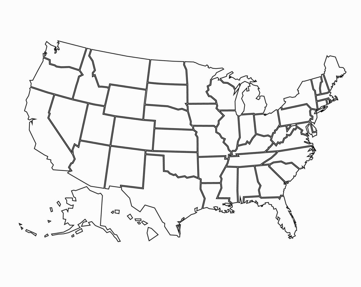 Etats-Unis États carte art avec ligne dessin. uni États Amérique. vecteur