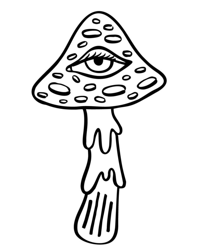 céleste mystique boho champignons. psychédélique hallucination. la sorcellerie symbole, sorcier ésotérique objets, champignons, champignon tatouages vecteur