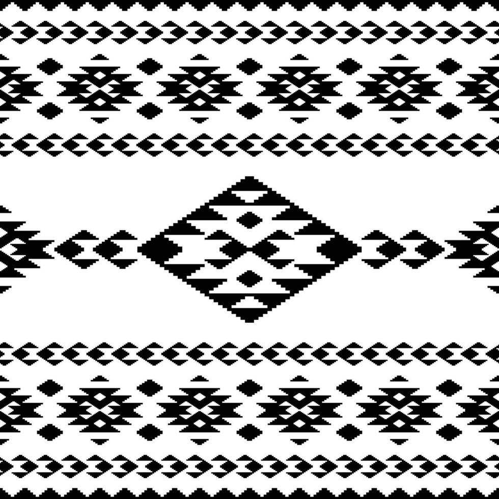 originaire de américain ethnique modèle. sans couture modèle dans aztèque et navajo style. illustration de contemporain motif. noir et blanche. conception textile, vêtements, mode, tissu, emballage papier, ornement. vecteur