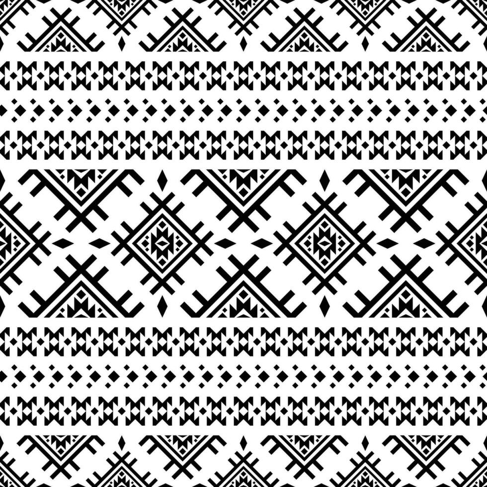 sans couture Bande ornement. ethnique contemporain géométrique modèle. originaire de américain navajo aztèque et mexicain. noir et blanche. conception tissu, textile, broderie, imprimer, tissage, intérieur, Contexte. vecteur