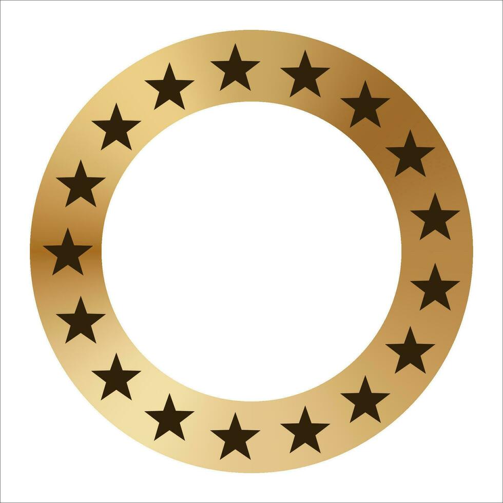 d'or cercle avec étoiles. or bague avec étoiles frontière vecteur