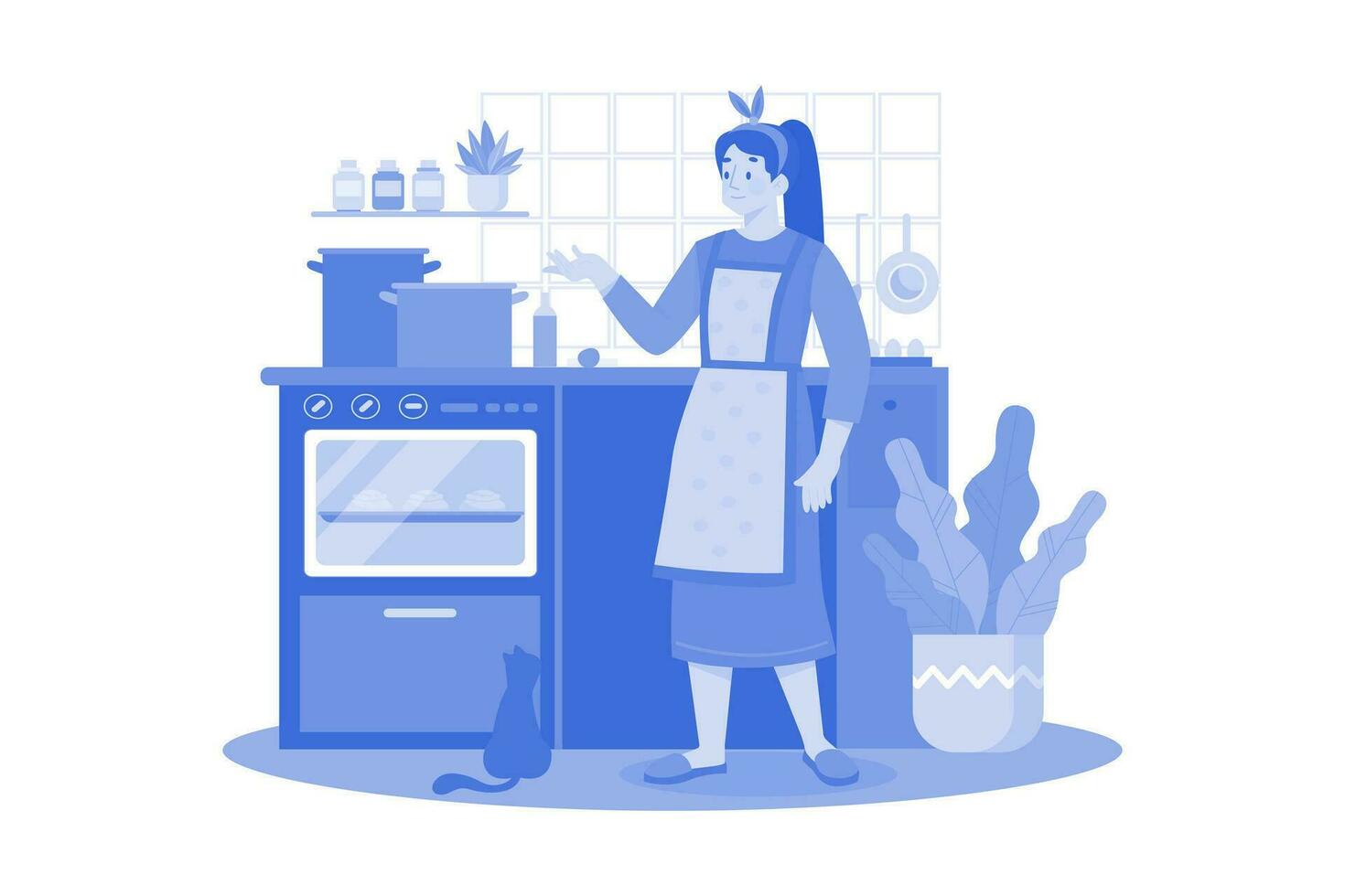cuisine et cuisine illustration concept sur blanc Contexte vecteur