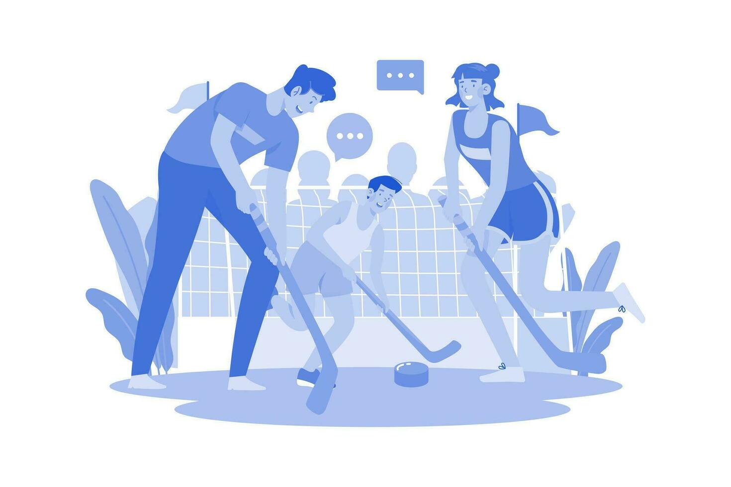 famille en jouant le hockey illustration concept. une plat illustration isolé sur blanc Contexte vecteur