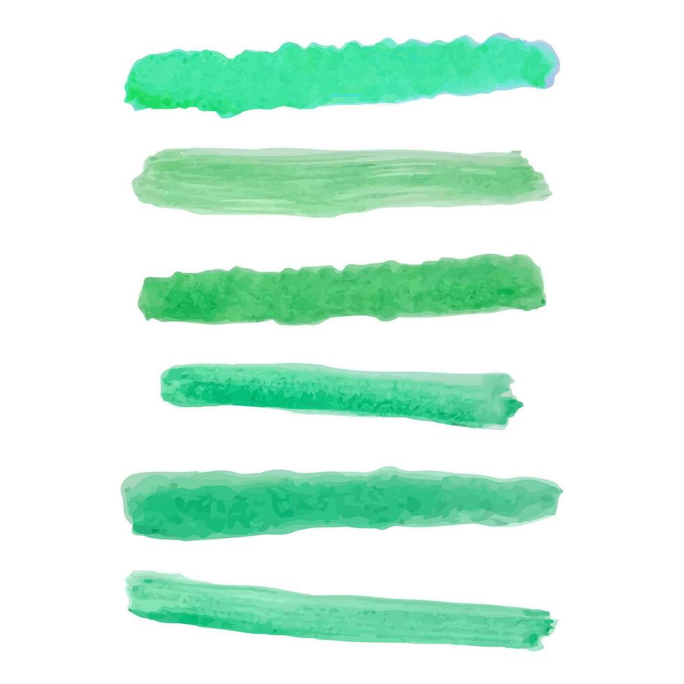 aquarelle vert coups, aquarelle brosse ensemble vecteur