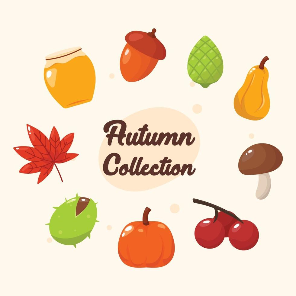 collection d'icônes de saison d'automne et d'automne vecteur