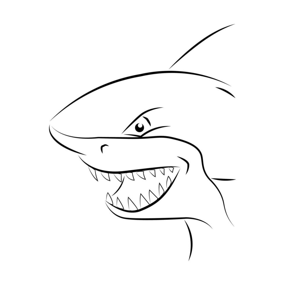 requin tête esquisser ligne art. vecteur modifiable