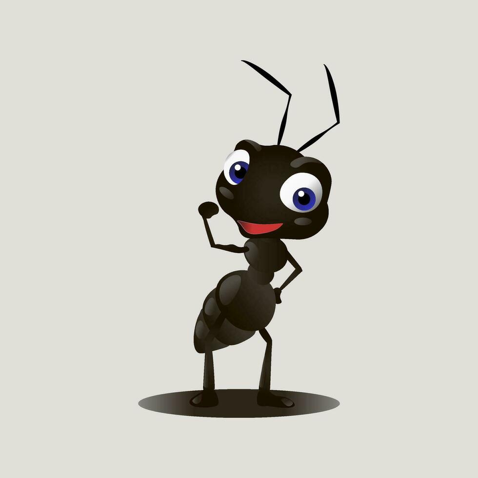 fort noir fourmi mignonne dessin animé conception. vecteur modifiable
