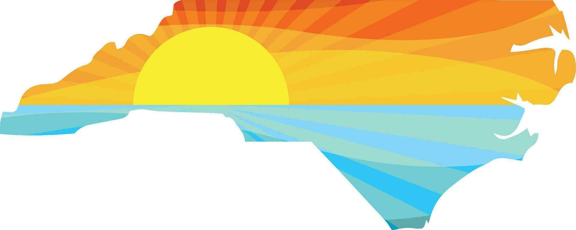 coloré le coucher du soleil contour de Nord Caroline vecteur graphique illustration icône