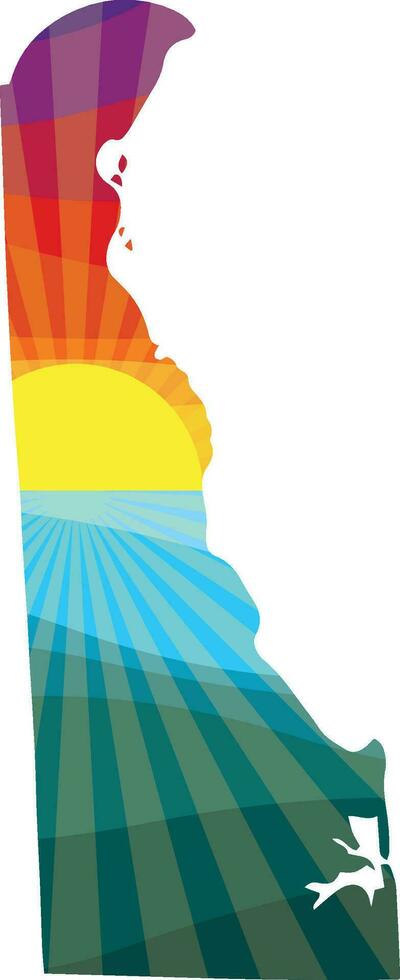 coloré le coucher du soleil contour de Delaware vecteur graphique illustration icône