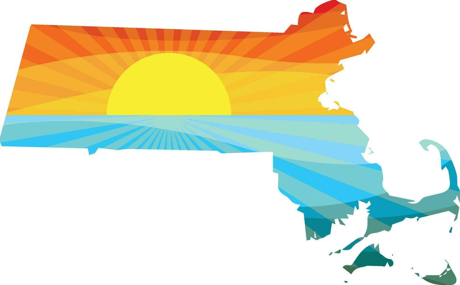 coloré le coucher du soleil contour de Massachusetts vecteur graphique illustration icône