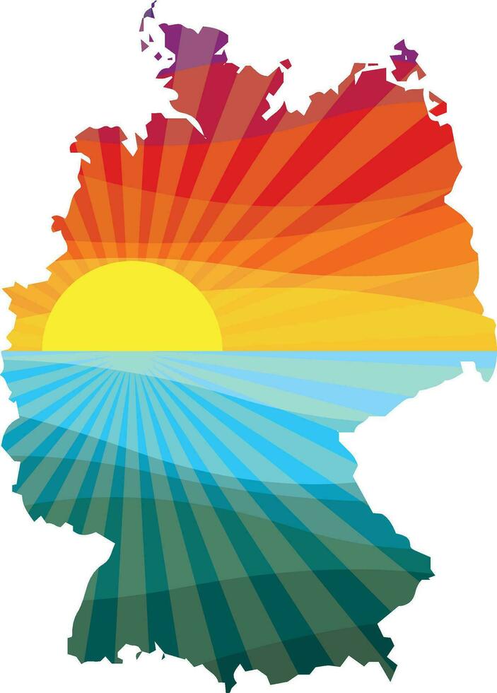 coloré le coucher du soleil contour de Allemagne vecteur graphique illustration icône