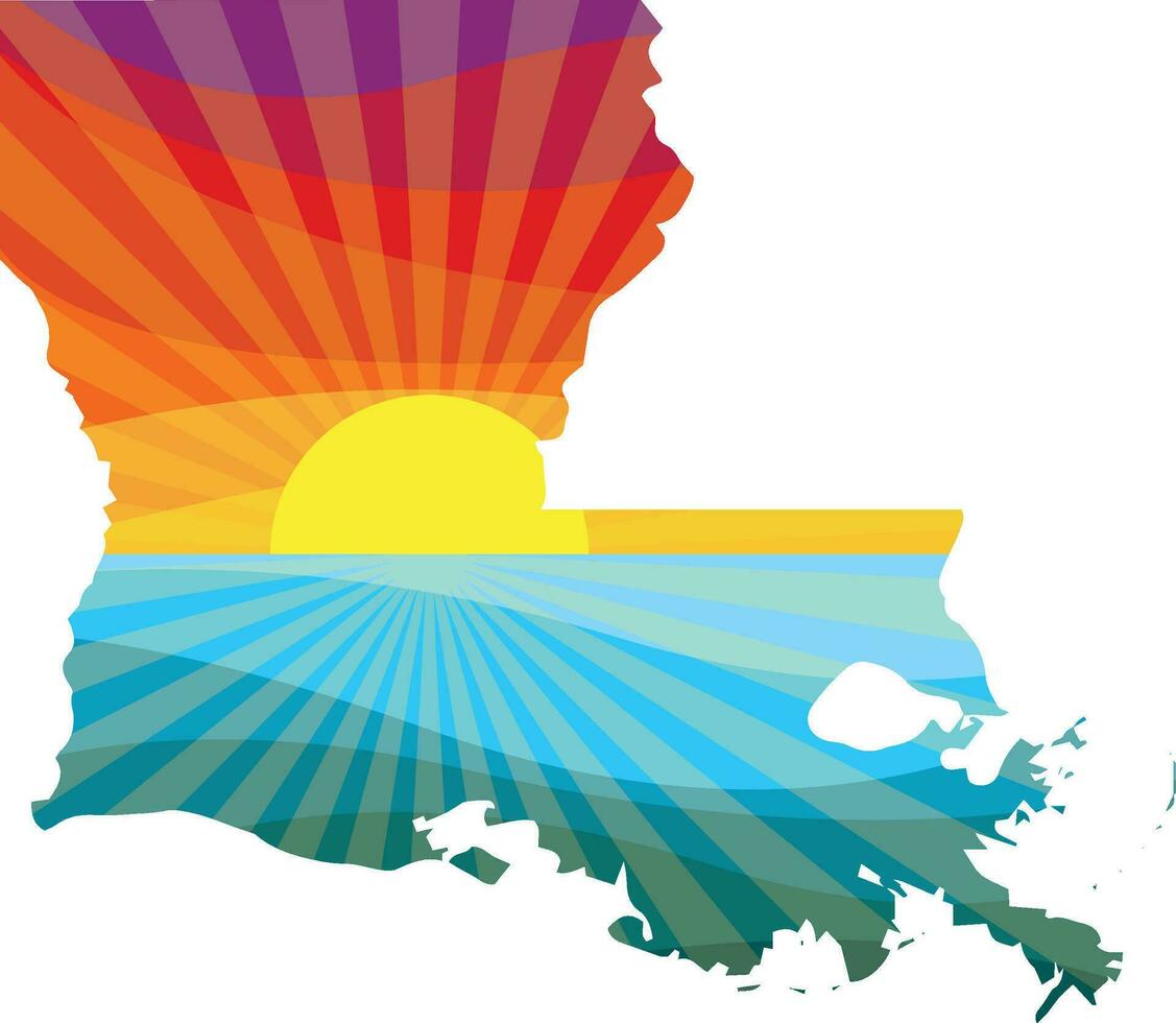 coloré le coucher du soleil contour de Louisiane vecteur graphique illustration icône