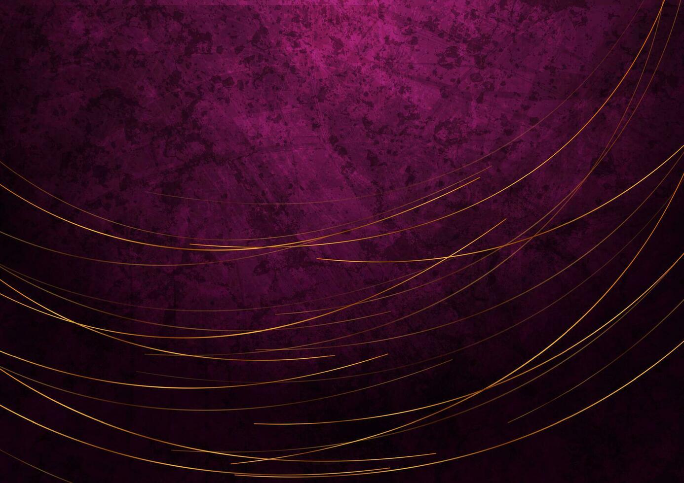 d'or minimal lignes sur foncé violet grunge abstrait Contexte vecteur