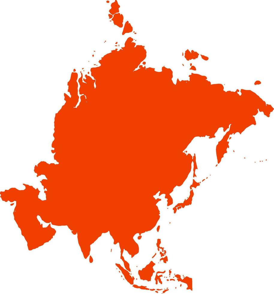 Asie continent plat monde carte isolé vecteur illustration