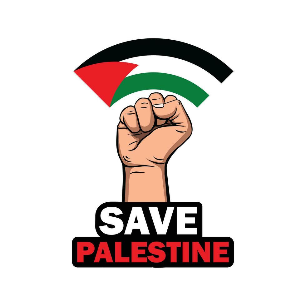 enregistrer Palestine avec main et drapeau. Israël guerre affiche, modèle, bannière conception. nous sont supporter pour Palestine vecteur modèle. enregistrer gaza, enregistrer Palestine caractères bannière.