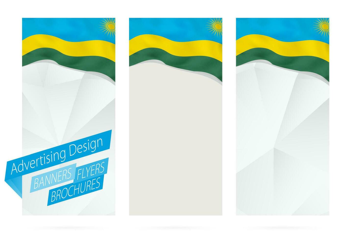 conception de bannières, dépliants, brochures avec drapeau de Rwanda. vecteur