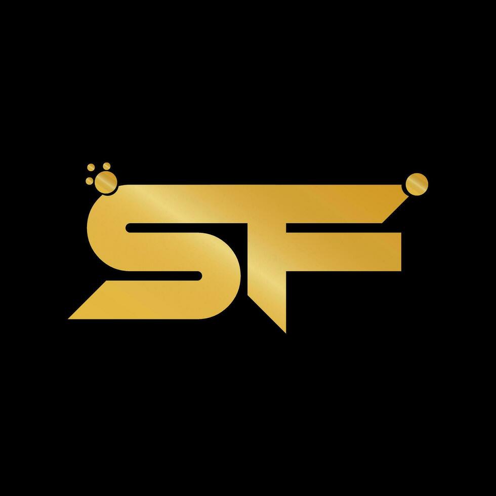 initiale lettre sf majuscule moderne logo avec d'or pro vecteur