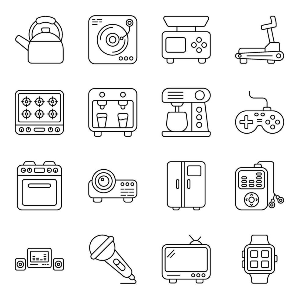 pack de appareils électroménagers plat Icônes vecteur