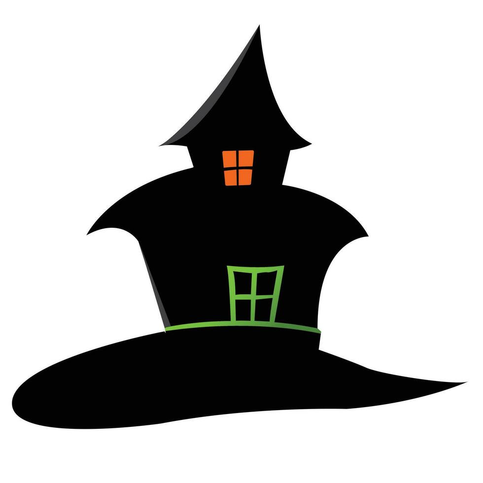 Halloween maison icône silhouette avec chapeau en forme de conception vecteur