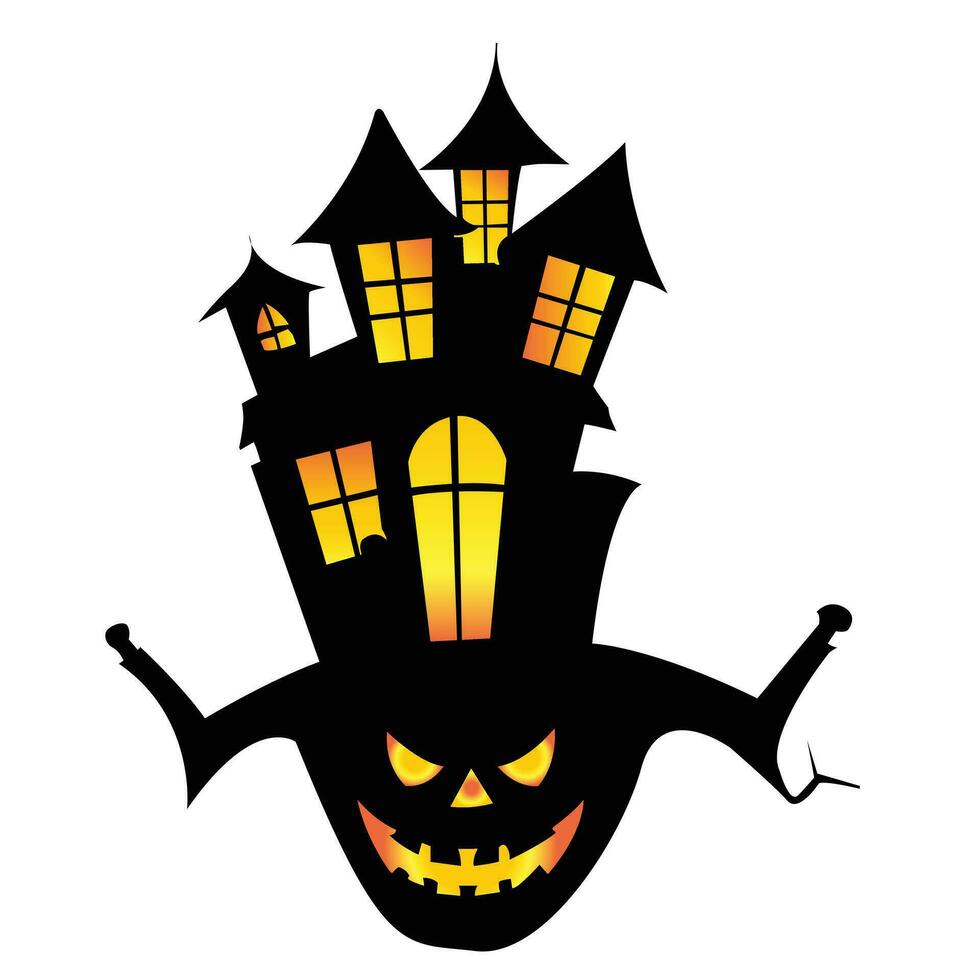 Halloween maison icône silhouette avec chapeau en forme de conception vecteur