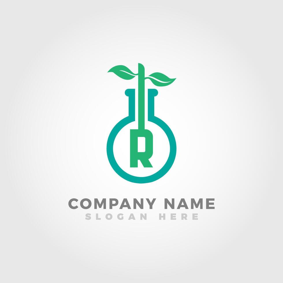 biotechnologie logo mélangé avec initiale lettre r vecteur