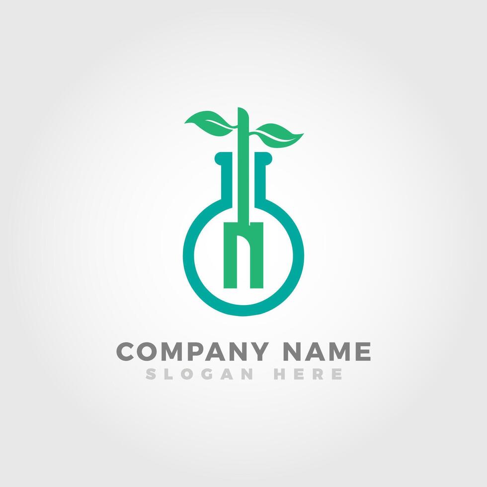 biotechnologie logo mélangé avec initiale lettre n vecteur