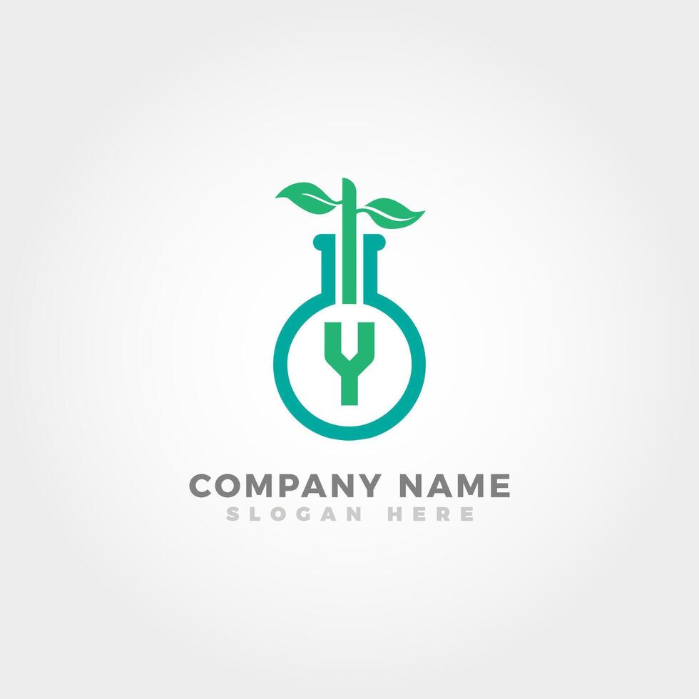 biotechnologie logo mélangé avec initiale lettre y vecteur