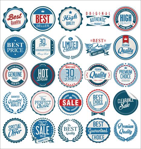 Collection de badges et étiquettes vintage rétro vecteur