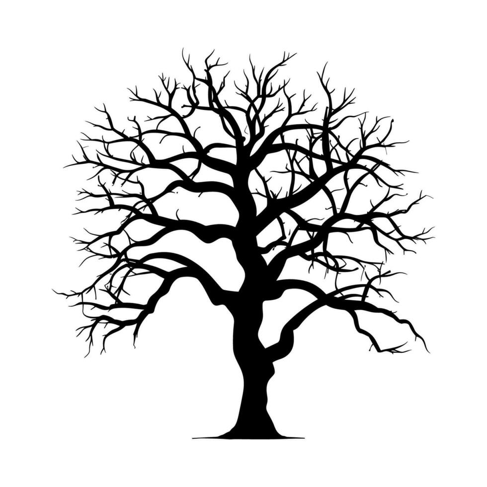 mort arbre vecteur silhouette clipart, effrayant arbre silhouette vecteur, Halloween effrayant arbre vecteur illustration