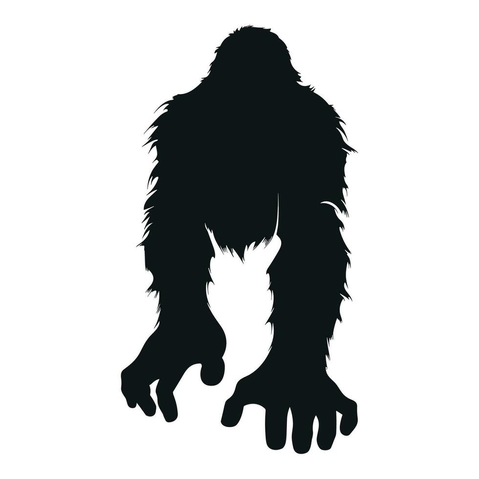 bigfoot silhouette vecteur isolé sur une blanc arrière-plan, yéti vecteur illustration, une noir silhouette de une bigfoot animal vecteur