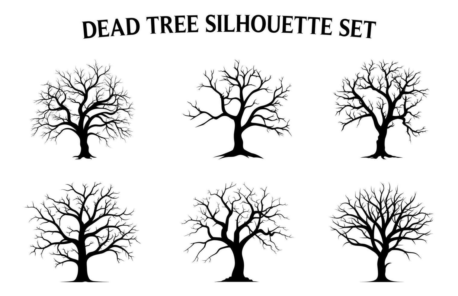 mort arbre vecteur silhouettes gratuit, effrayant arbre silhouette vecteur empaqueter, Halloween effrayant des arbres vecteur illustration