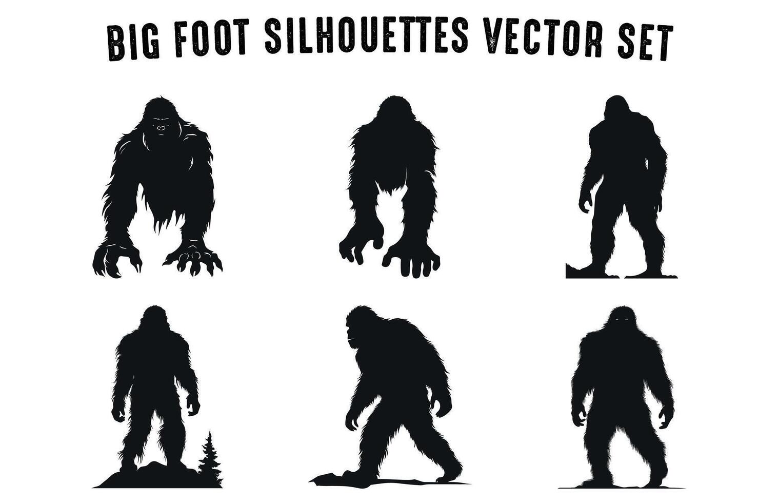 bigfoot vecteur silhouettes clipart empaqueter, une ensemble de yéti vecteur des illustrations gratuit