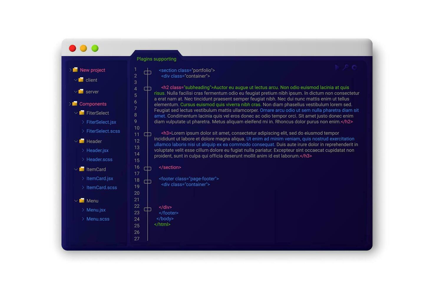 la toile site avec codage modèle. création de site Internet avec programmation et codage commandes et utilisation de vecteur Logiciel interface